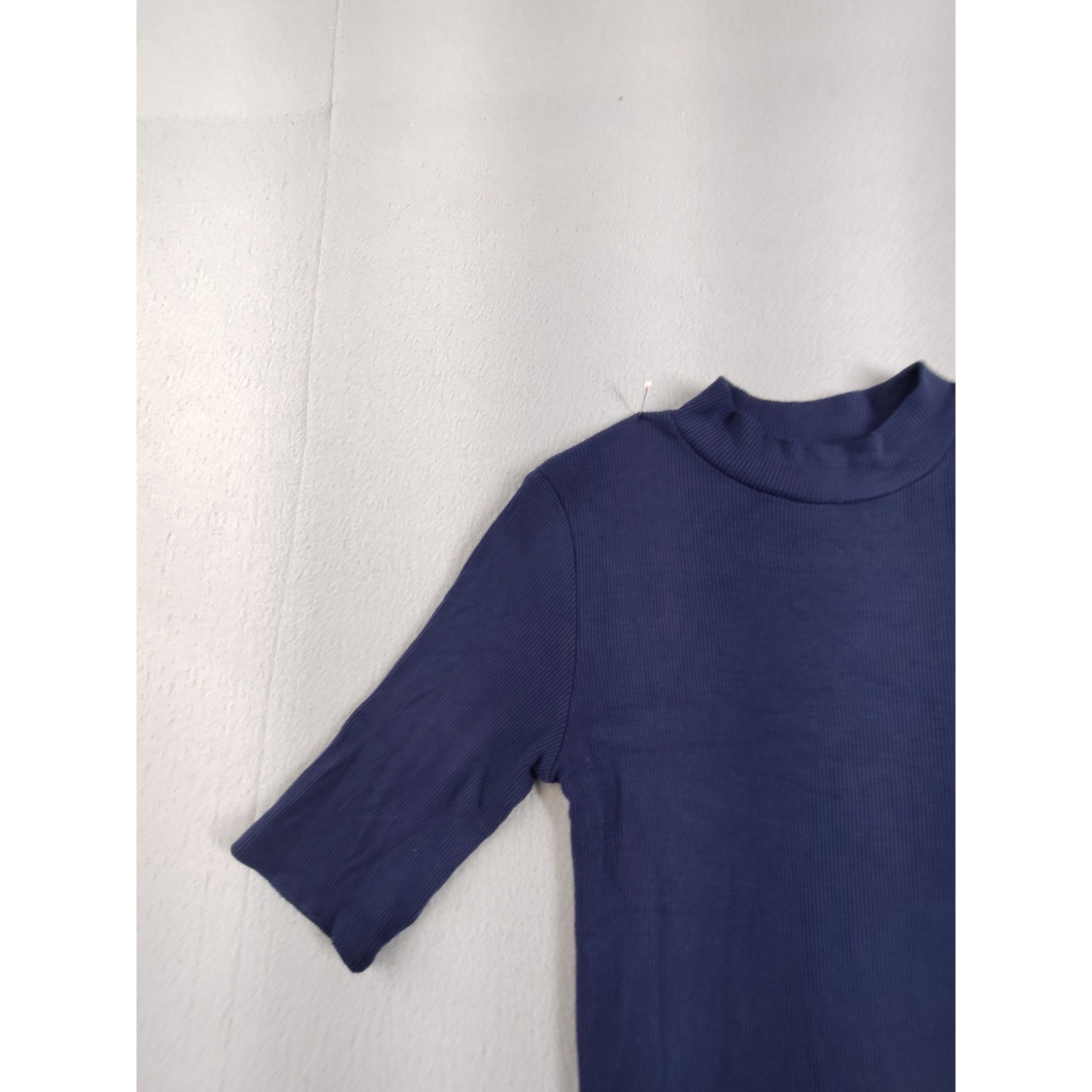 Modstrom Women Tops Xs Navy Blue Crew Neck Pullover Short Sleeve Ribbed Casual — image 3 of 8